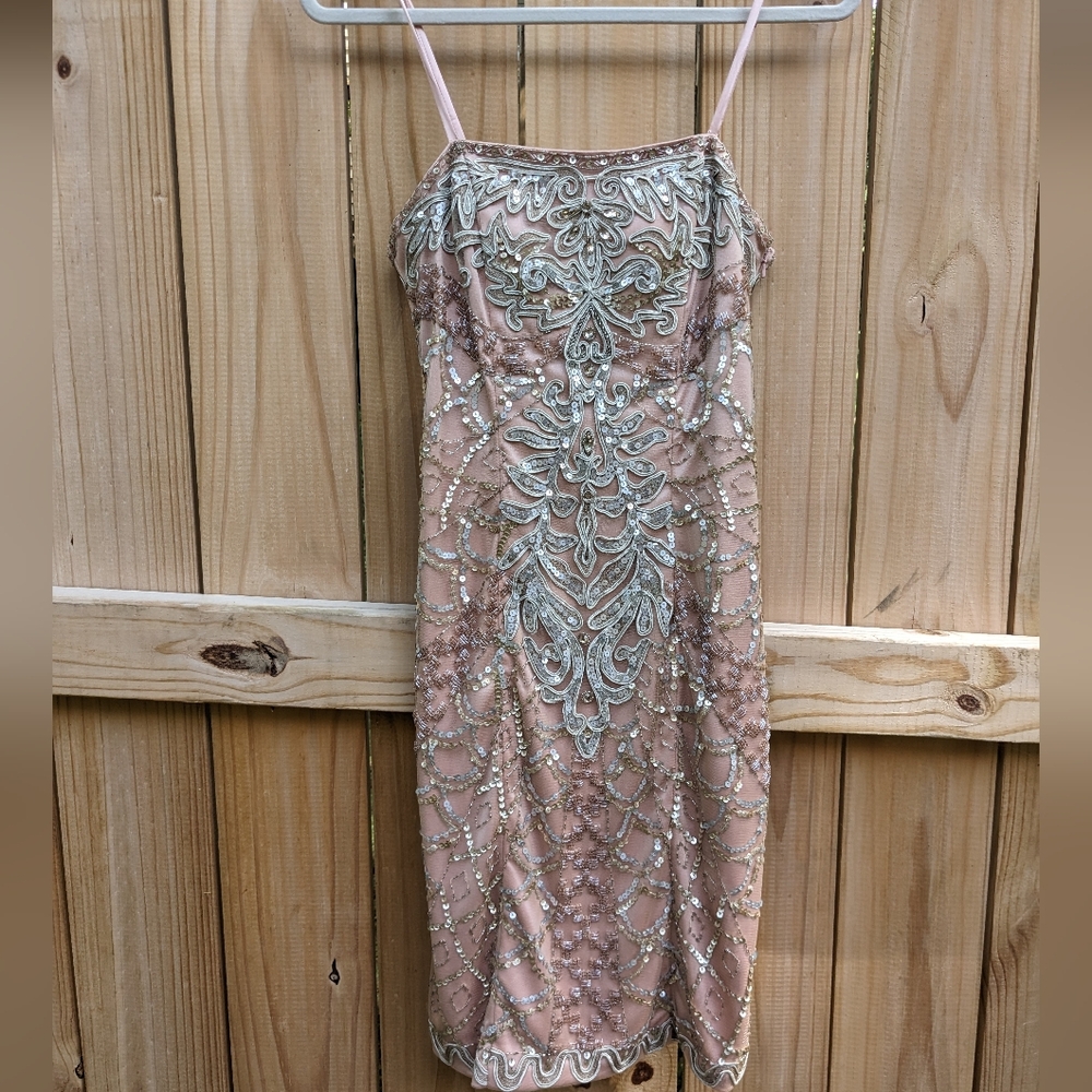 NWT Sue Wong Pink Beaded Dress